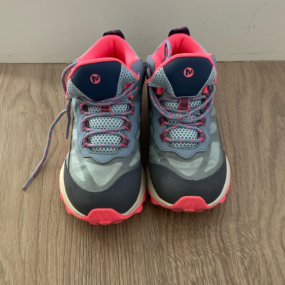 Big Kids 4 Merrell Moab Blue Pink Speed Mid Top Waterproof Boots